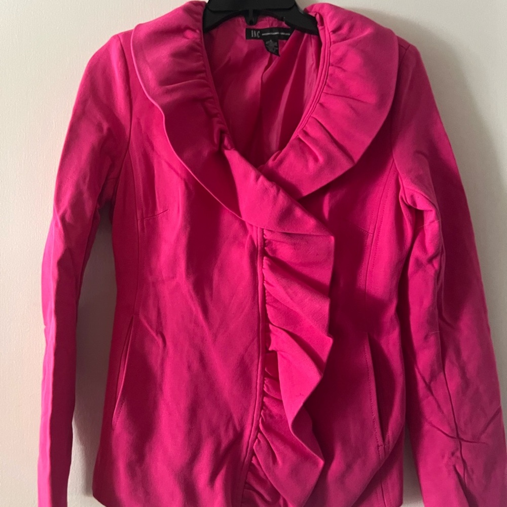 INC Internstion Concepts Women's Pink Ruffled Jacket small